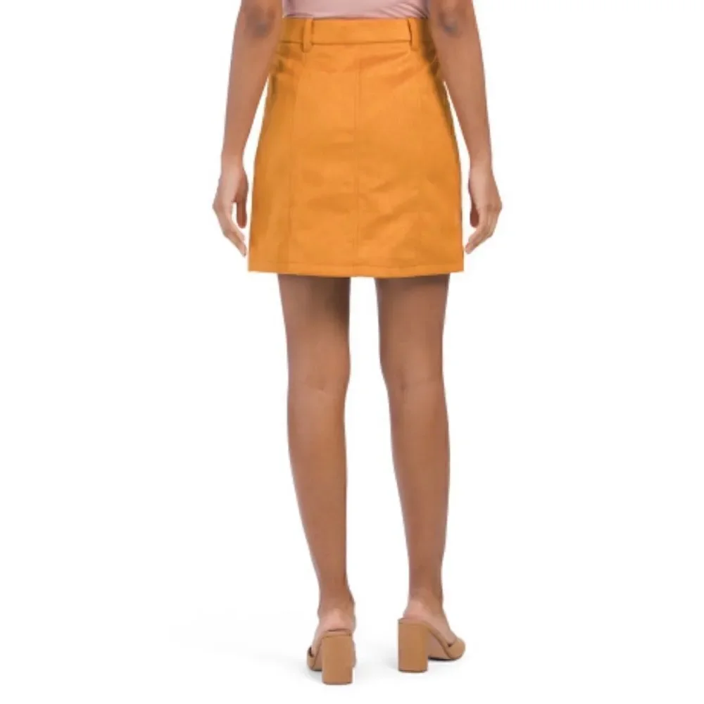 NWT French Connection Bahati Faux Suedette Mini Skirt in Golden Oak, Size 6